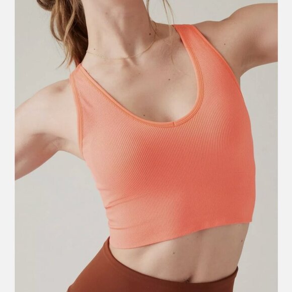 Athleta Tops - Athleta Aurora Seamless Crop Ribbed Tank Orange - Women's Size XS